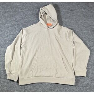 Negative Space Textured Corduroy Chenille Hoodie in Natural Beige Men's Small